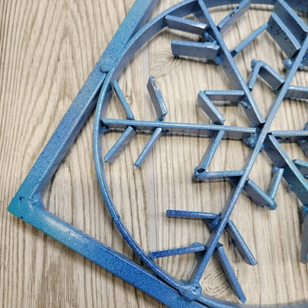 Handmade‎ Snowflake Wall Decor Kitchen Trivet Blue Metal Industrial Welded Art